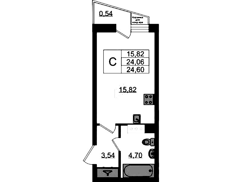 Квартира студия 24.6 м², 6/11 эт., ЖК «VEREN NORT Сертолово»